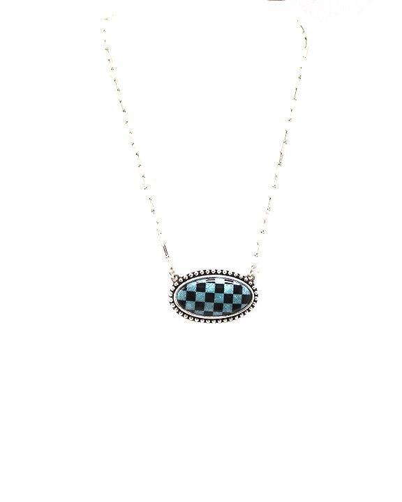 Checkered Oval Necklace