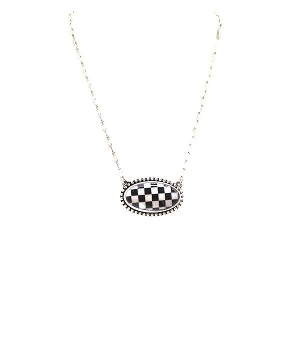 Checkered Oval Necklace