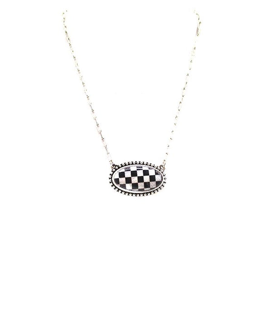 Checkered Oval Necklace