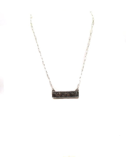 Western Etched Bar Necklace