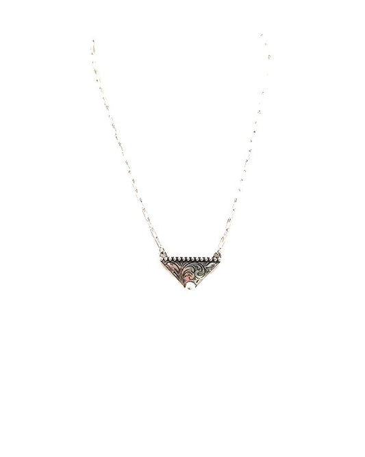 Western Etched Triangle Necklace