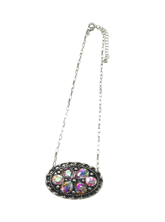 Western Crystal Oval Concho Necklace