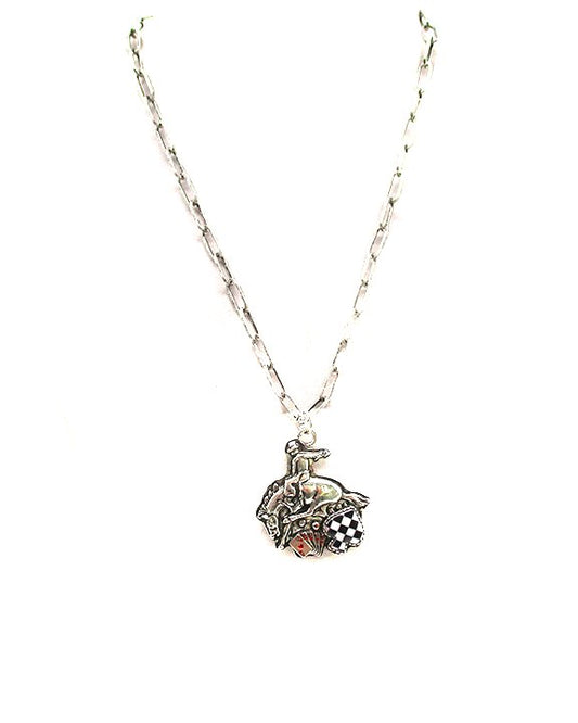 Western Horse Riding Checker Necklace