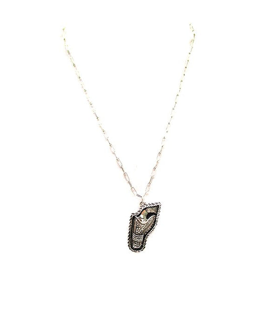 Western Etched Pistol Necklace