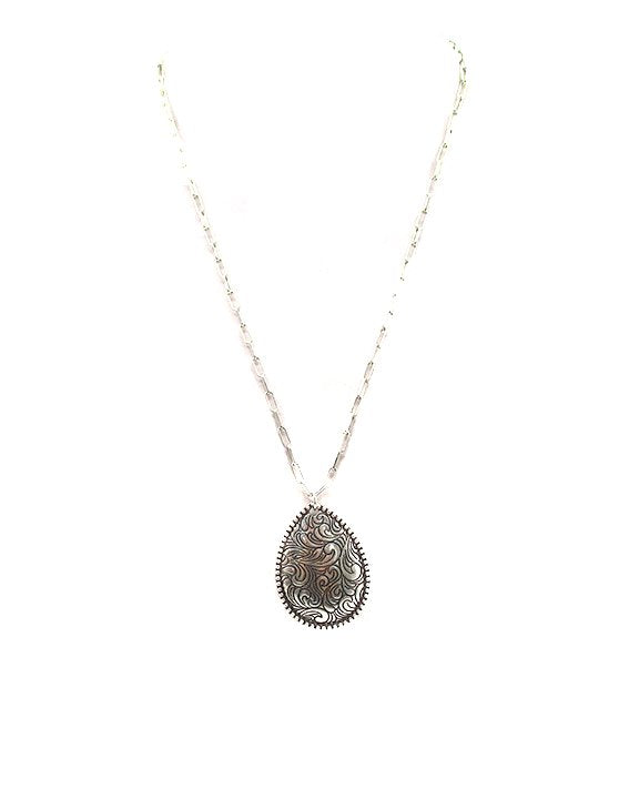 Western Etched Teardrop Necklace