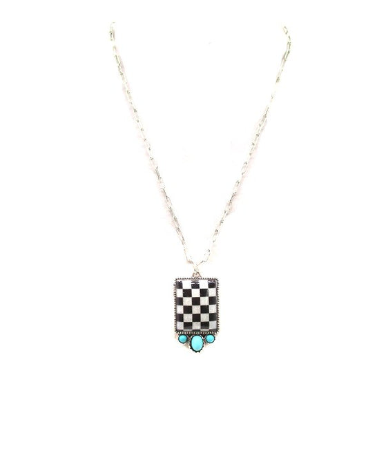 Rectangle Checker Necklace