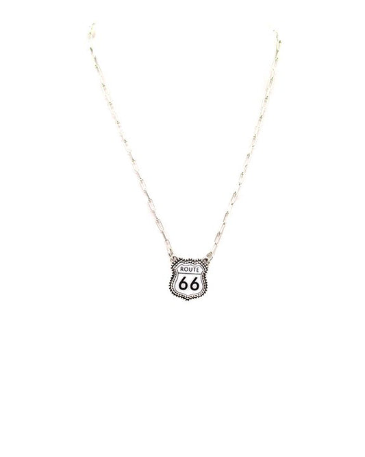 Route 66 Sign Necklace