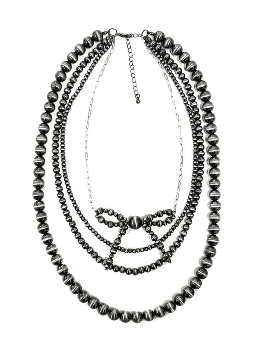 Western 4 Layered Navajo Pearl Ribbon Necklace