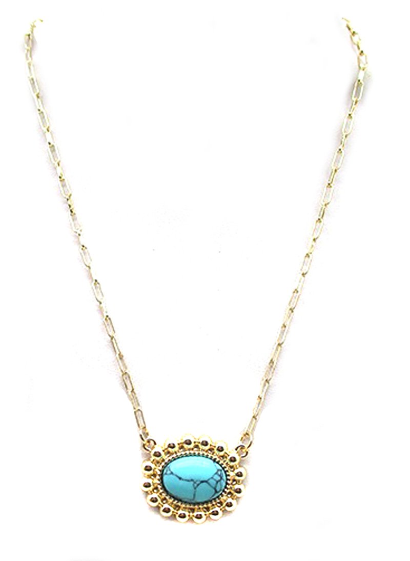 Western Turquoise Oval Necklace