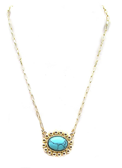 Western Turquoise Oval Necklace
