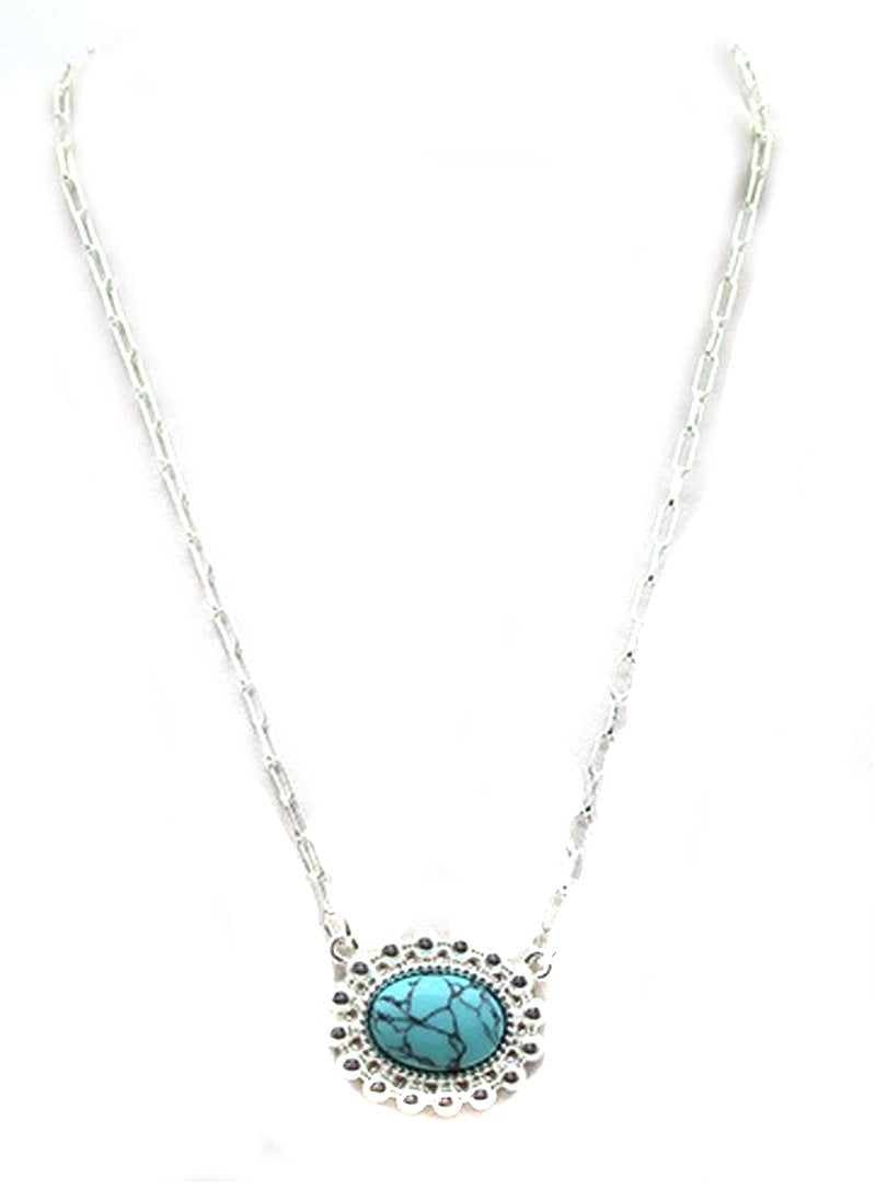 Western Turquoise Oval Necklace