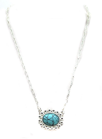 Western Turquoise Oval Necklace