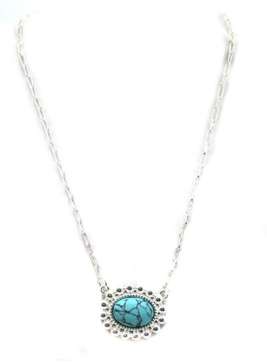 Western Turquoise Oval Necklace