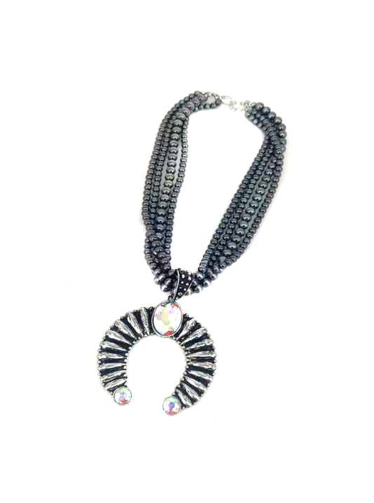Western Squash Blossom Navajo Bead Necklace
