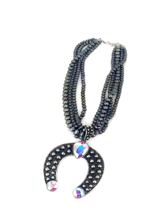 Western Squash Blossom Navajo Bead Necklace