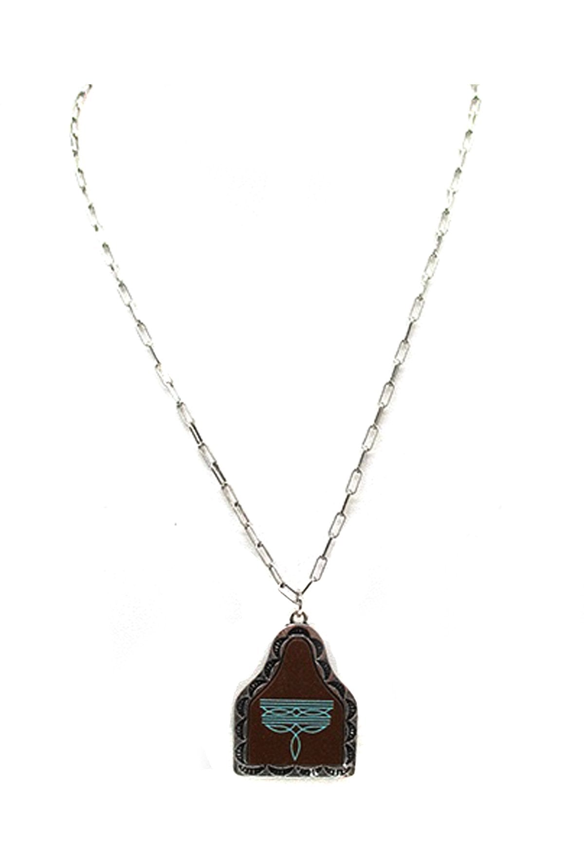 Western Boot Stitch Print Necklace