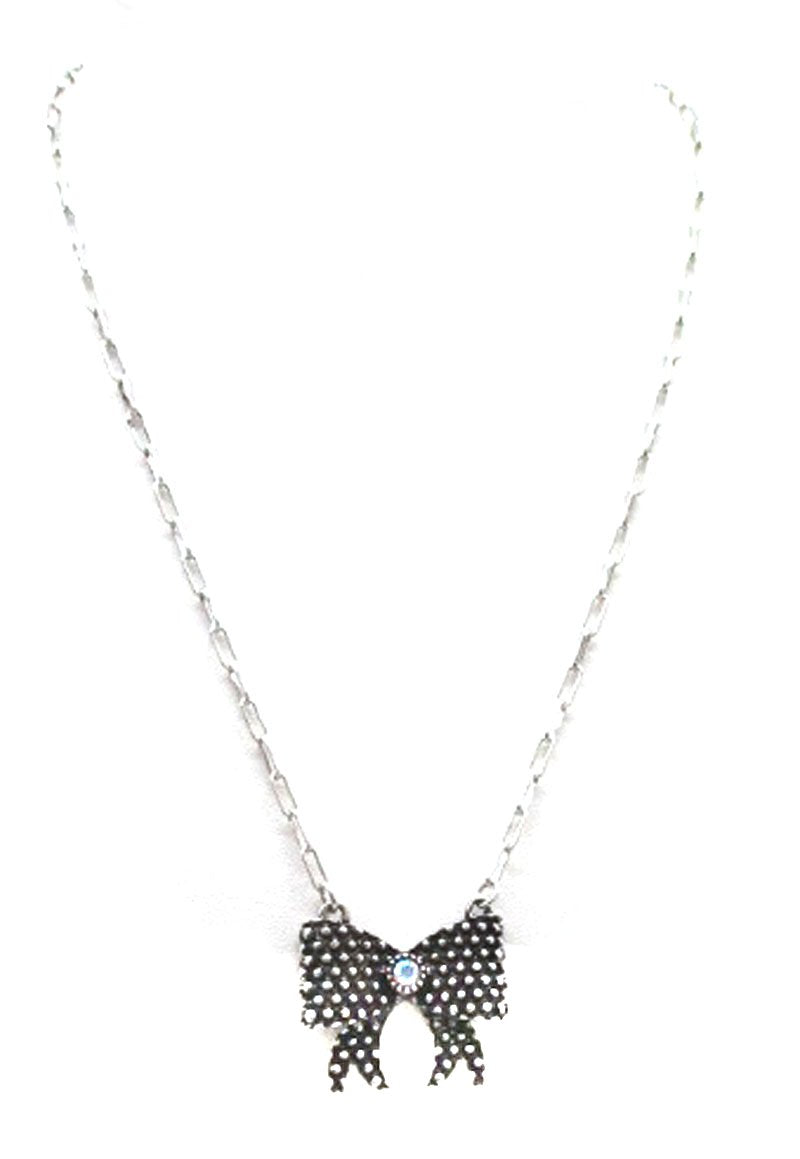 Dot Bubble Crystal Ribbon Necklace