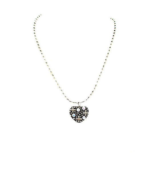 Western Bubble Crystal Heart Necklace