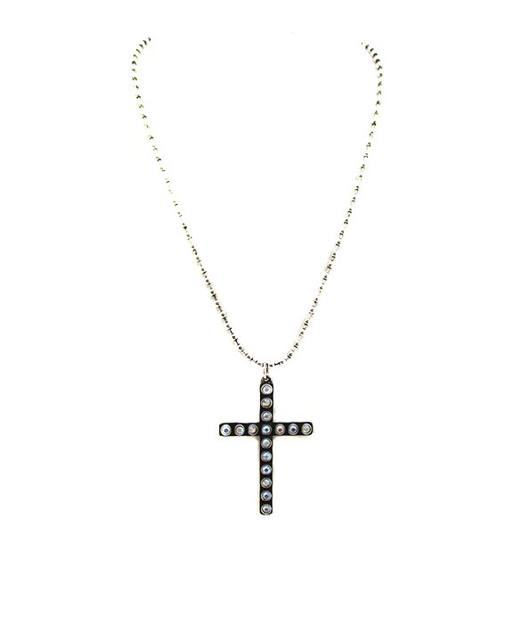 Western Crystal Bubble Cross Necklace
