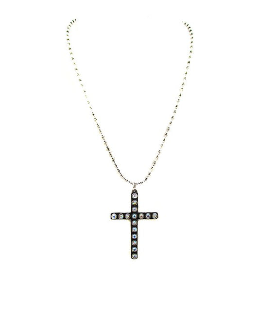 Western Crystal Bubble Cross Necklace