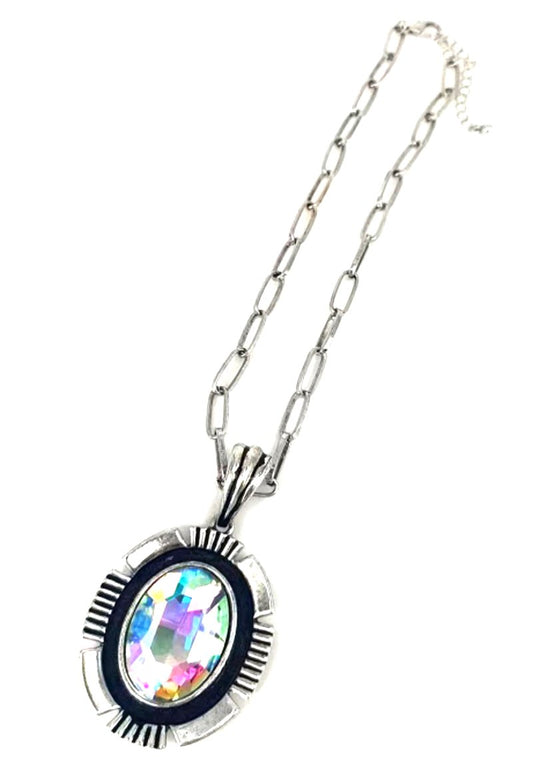 Western Crystal Oval Necklace