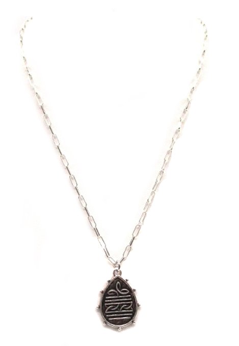 Western Teardrop Boot Stitch Necklace