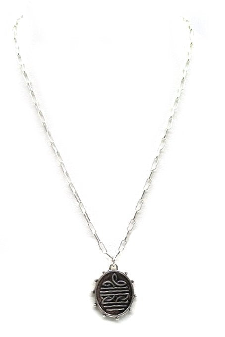 Western Oval Boot Stitch Necklace