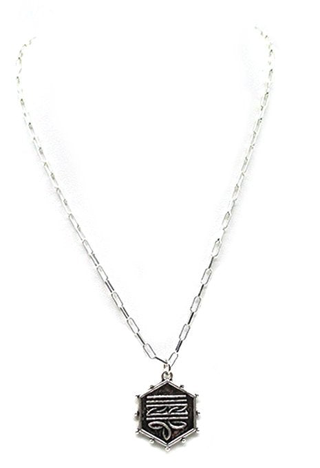 Western Hexagon Boot Stitch Necklace
