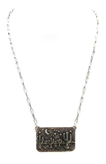 Western Cactus Plate Necklace