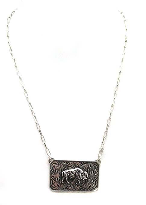 Western Buffalo Plate Necklace