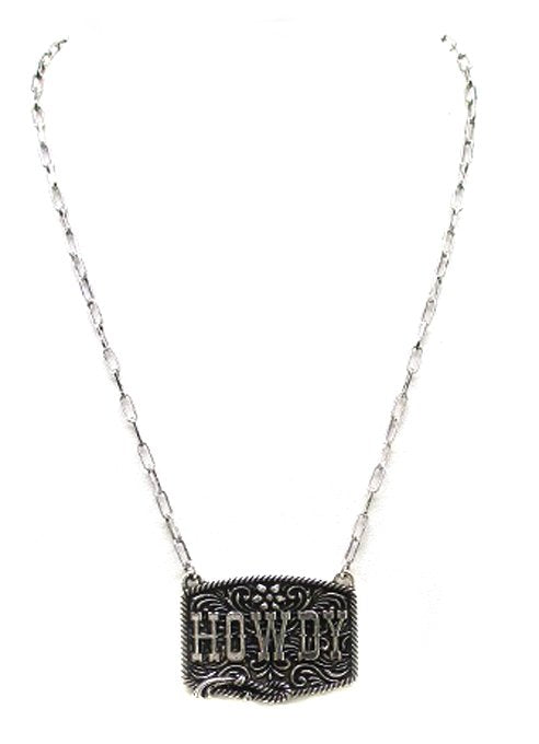 Western Howdy Plate Necklace