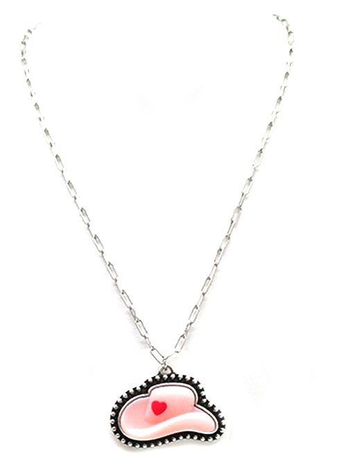 Western Pink Cowboy Hat Necklace