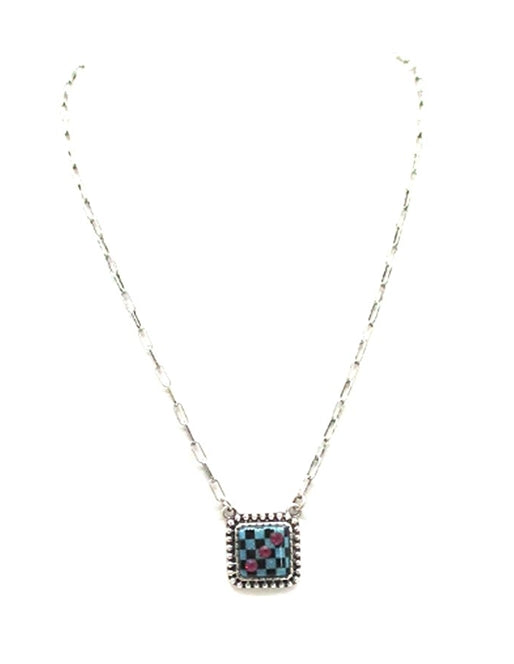 Checkered Dice AB Stone Necklace