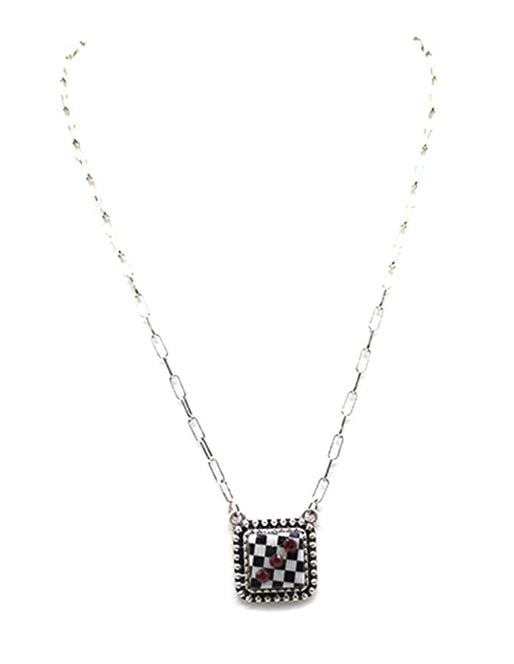 Checkered Dice AB Stone Necklace