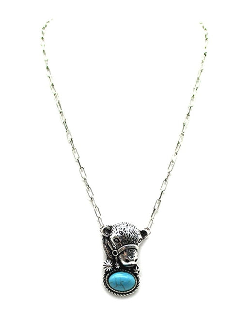 Western Cow Head Turquoise Necklace