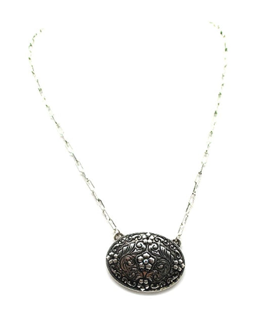 Western Oval Flower Concho Necklace