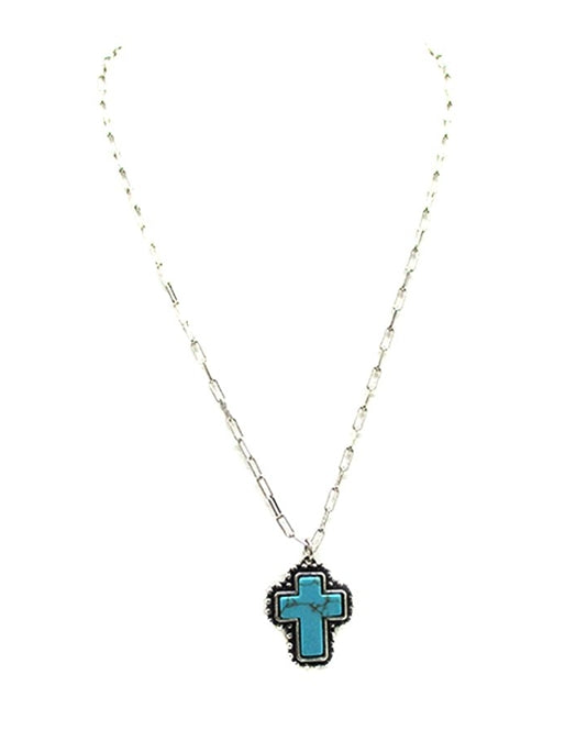 Western Turquoise Cross Necklace
