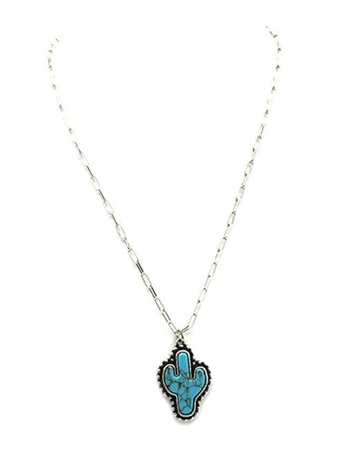 Western Turquoise Cactus Necklace