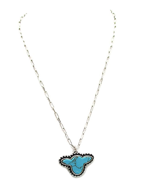 Western Turquoise Cow Head Necklace