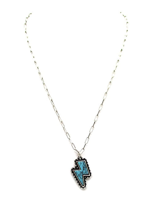Western Turquoise Thunderbolt Necklace