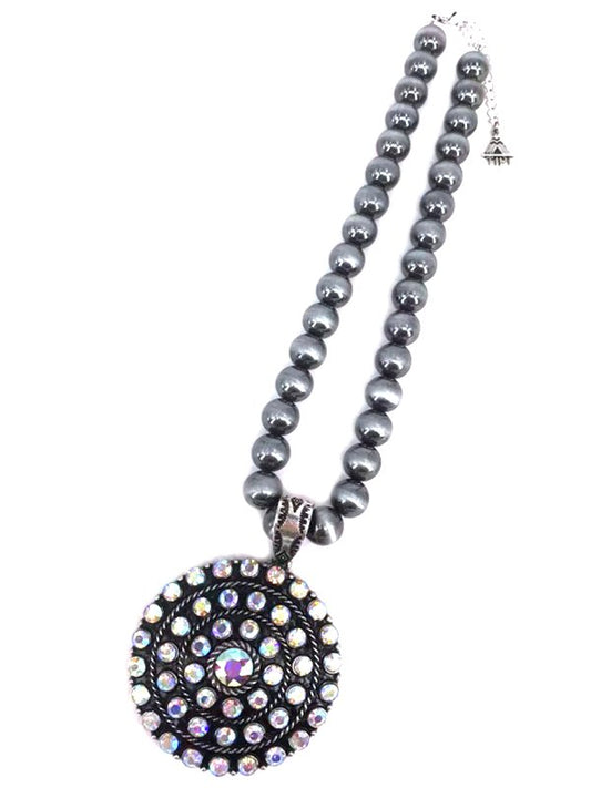 Western Round AB Stone Navajo Pearl Necklace