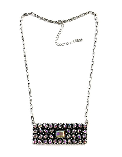 Western AB Stone Bar Plate Necklace