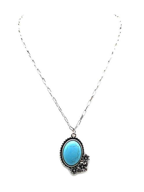 Western Turquoise Oval Necklace