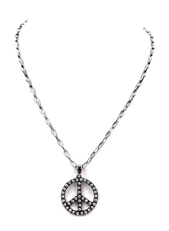 Western Stone Bubble Peace Sign Necklace