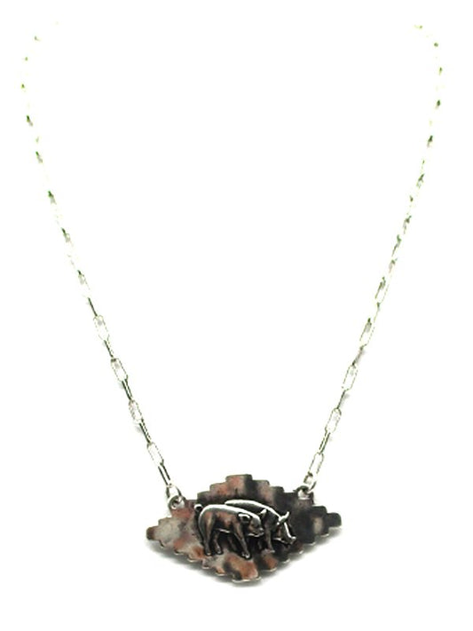 Western Geometric Pigs Necklace
