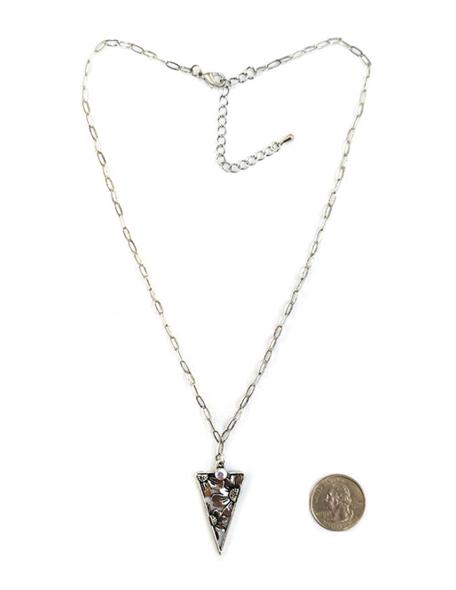 Western Triangle Sunflower Etched Necklace
