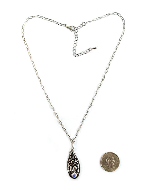 Western Oval Etched Necklace