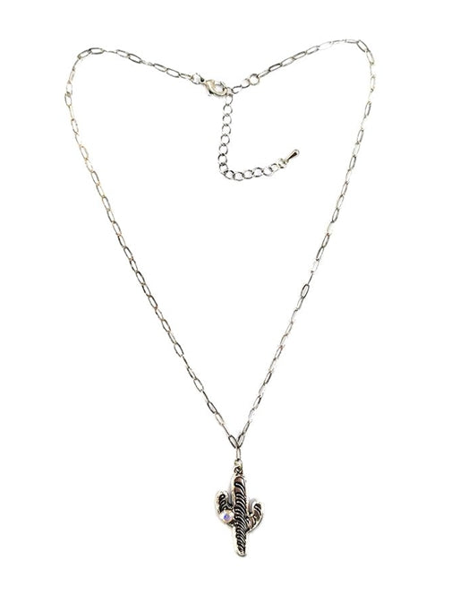 Western Etched Cactus Necklace