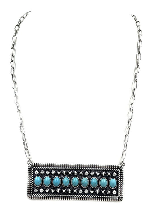 Western Stone Bubble Metal Plate Necklace