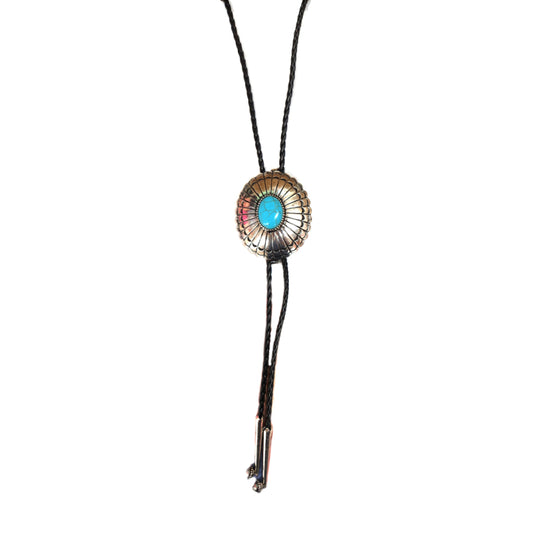 Western Turquoise Oval Concho Pendant Bolo